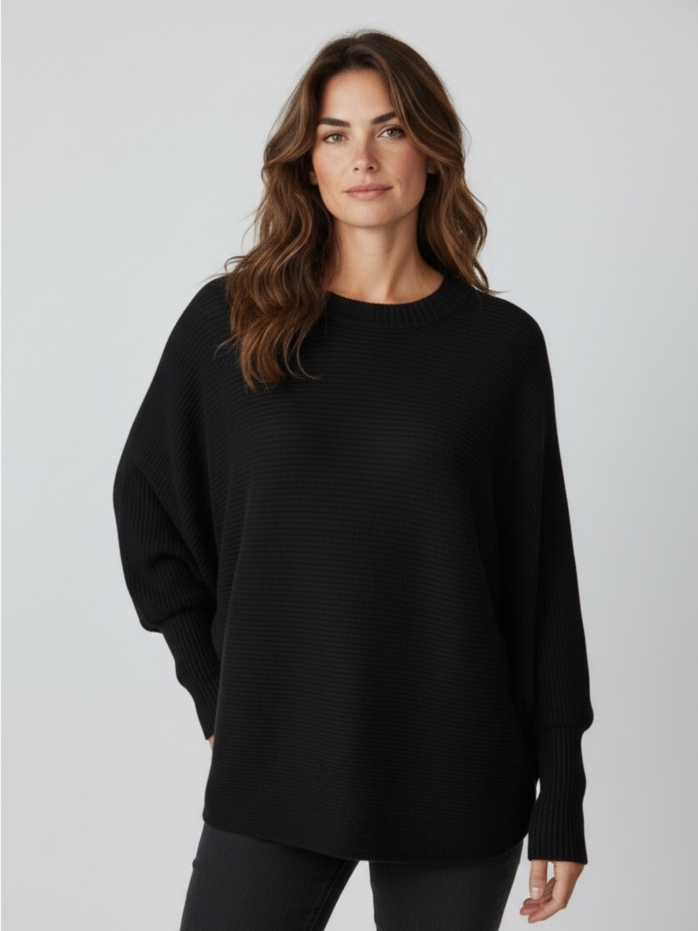 CARMEN by MARC VALVO ladies pull over a crewneck long sleeve black sweater MED